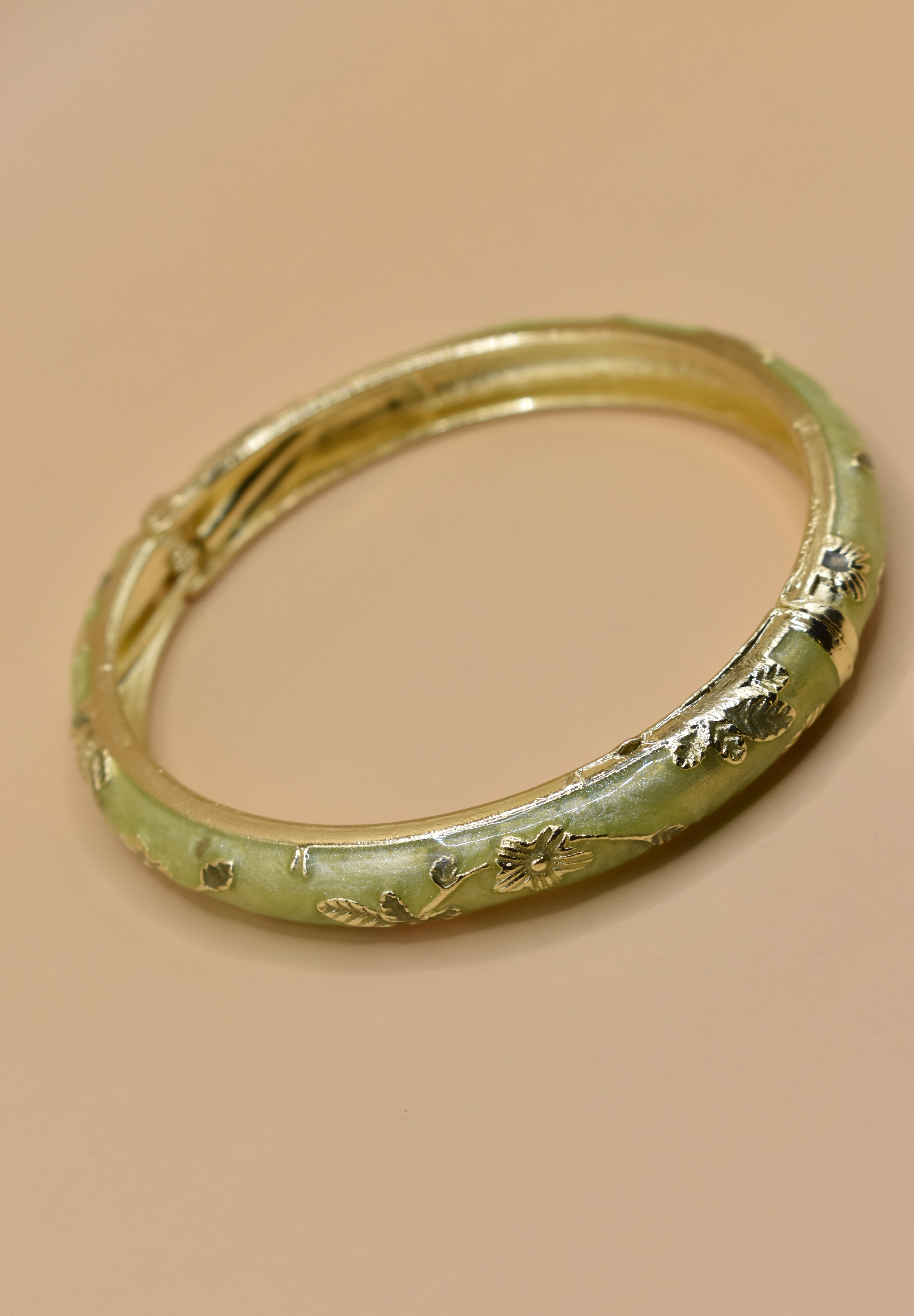 Vintage gold bangle bracelet with smooth round design