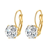 18K Gold Plated Stainless Steel CZ Inserted Leverback Earrings