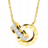 18K Gold Plated Stainless Steel Necklace with Intertwined Circles Pendant