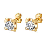 18K Gold Plated Stainless Steel Stud Earrings with CZ Inserted