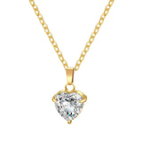18K Gold Plated Stainless Steel CZ Necklace with Heart Pendant