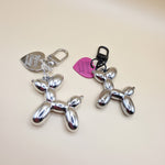Pink dog bag charm keychain for purses and handbags