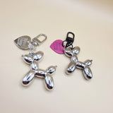 Pink dog bag charm keychain for purses and handbags