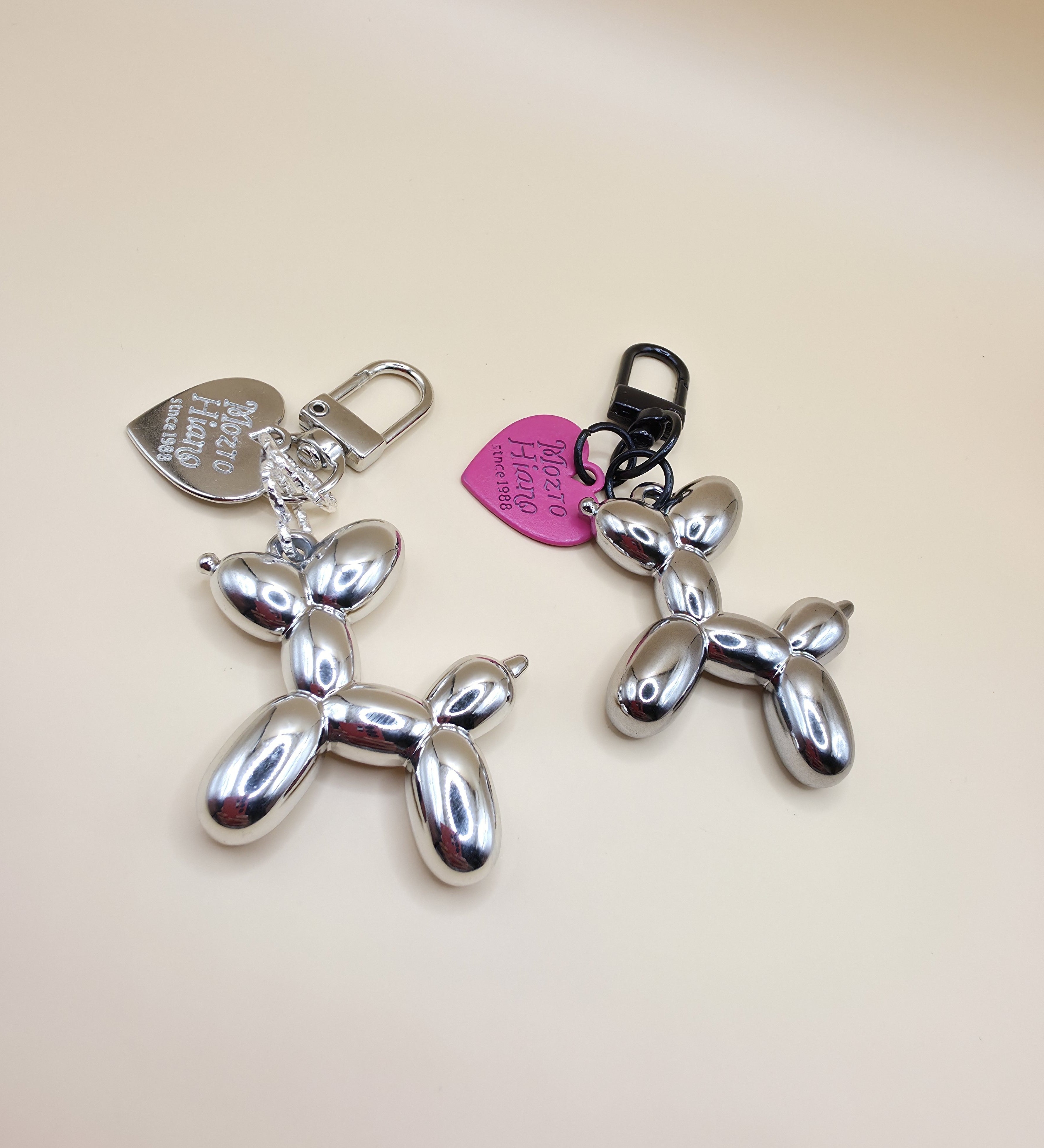 Pink dog bag charm keychain for purses and handbags