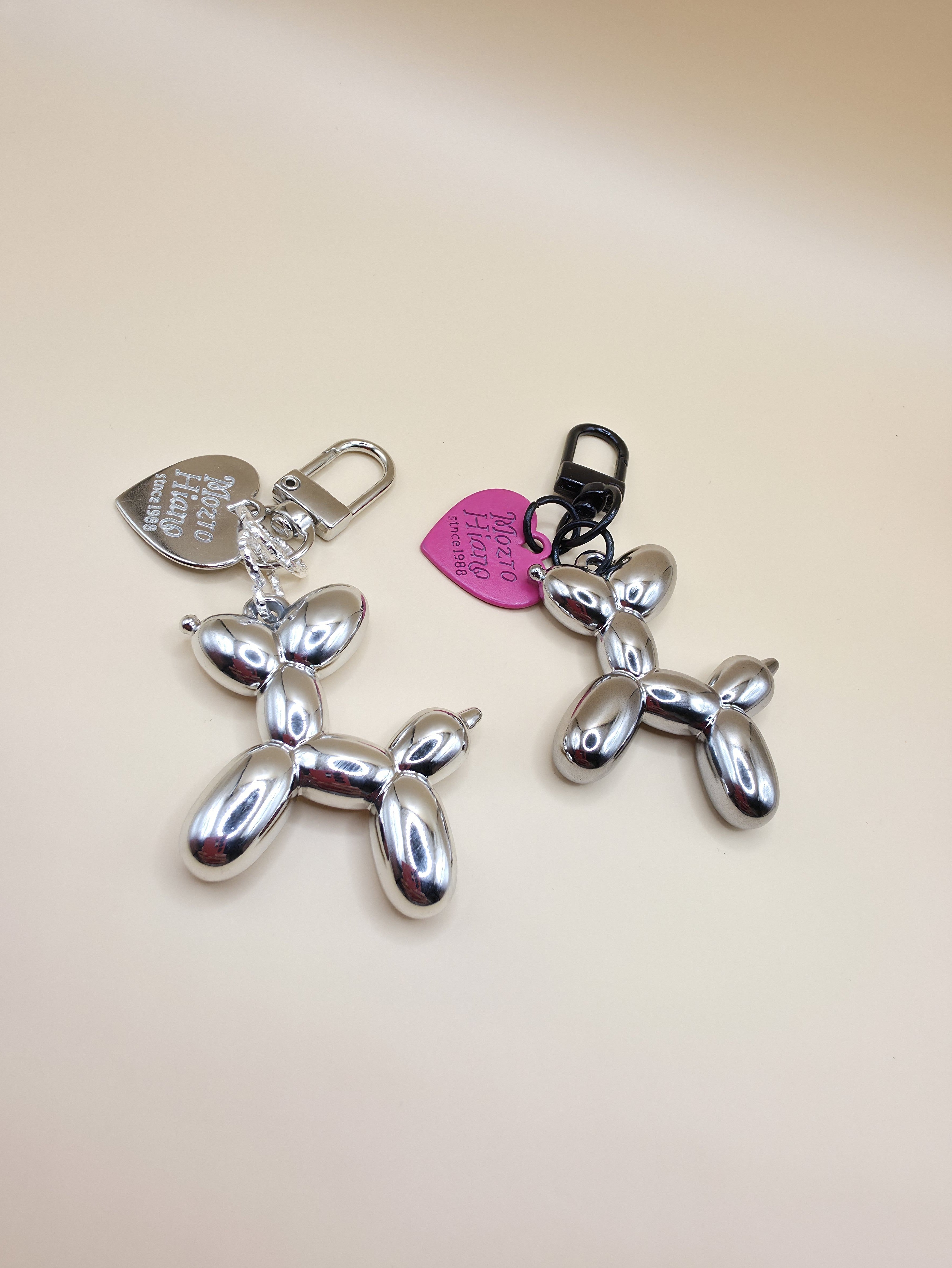 Pink dog bag charm keychain for purses and handbags