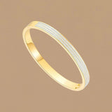 18K Gold Plated Stainless Steel Bangle with CZ Triple Lines