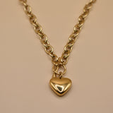 Gold heart pendant necklace on 18K plated chain