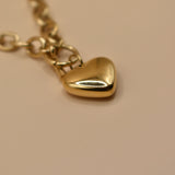 Gold heart pendant necklace on 18K plated chain