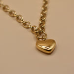 Gold heart pendant necklace on 18K plated chain