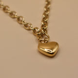 Gold heart pendant necklace on 18K plated chain