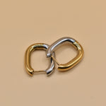 Mixed metal U hoop stud earrings for sensitive ears