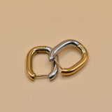 Mixed metal U hoop stud earrings for sensitive ears