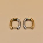 Mixed metal U hoop stud earrings for sensitive ears