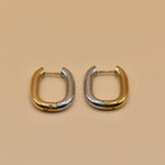 Mixed metal U hoop stud earrings for sensitive ears