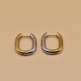 Mixed metal U hoop stud earrings for sensitive ears
