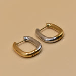 Mixed metal U hoop stud earrings for sensitive ears