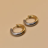 Mixed metal hypoallergenic geometric stud earrings