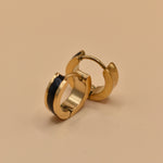 Circle charm enamel huggies earrings with smooth gold clasp
