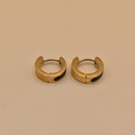 Circle charm enamel huggies earrings with smooth gold clasp