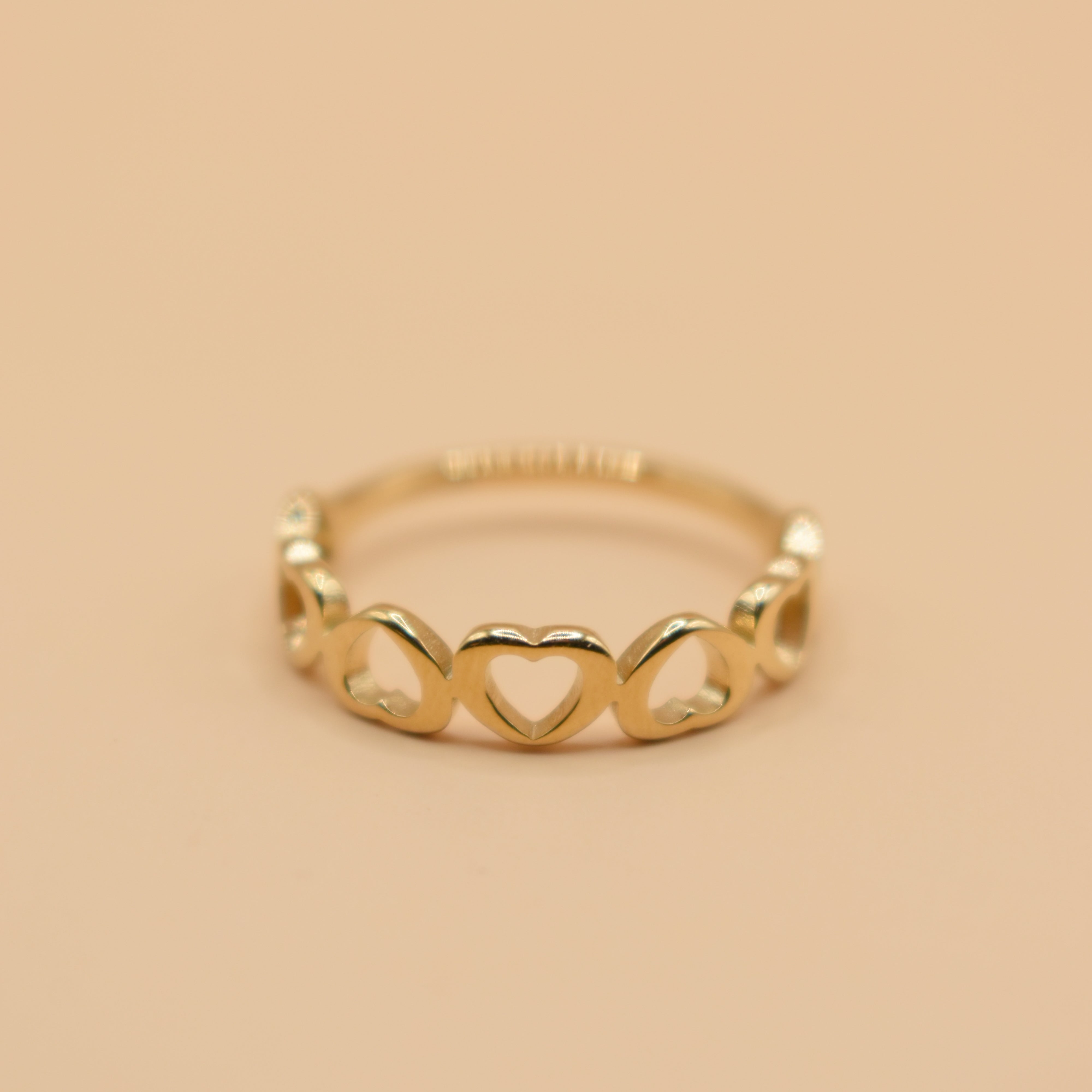 Gold heart ring made from hypoallergenic stainless steel