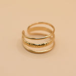 Adjustable gold plated 3 rows ring for everyday wear