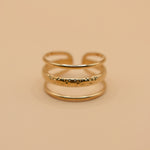 Adjustable gold plated 3 rows ring for everyday wear