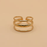 Adjustable gold plated 3 rows ring for everyday wear