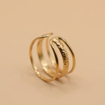 Adjustable gold plated 3 rows ring for everyday wear