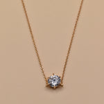 Cubic zirconia cz necklace on rose gold rhodium chain