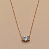 Cubic zirconia cz necklace on rose gold rhodium chain
