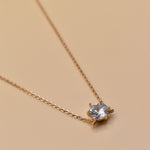 Cubic zirconia cz necklace on rose gold rhodium chain