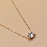 Cubic zirconia cz necklace on rose gold rhodium chain