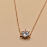 Cubic zirconia cz necklace on rose gold rhodium chain