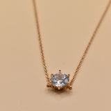Cubic zirconia cz necklace on rose gold rhodium chain