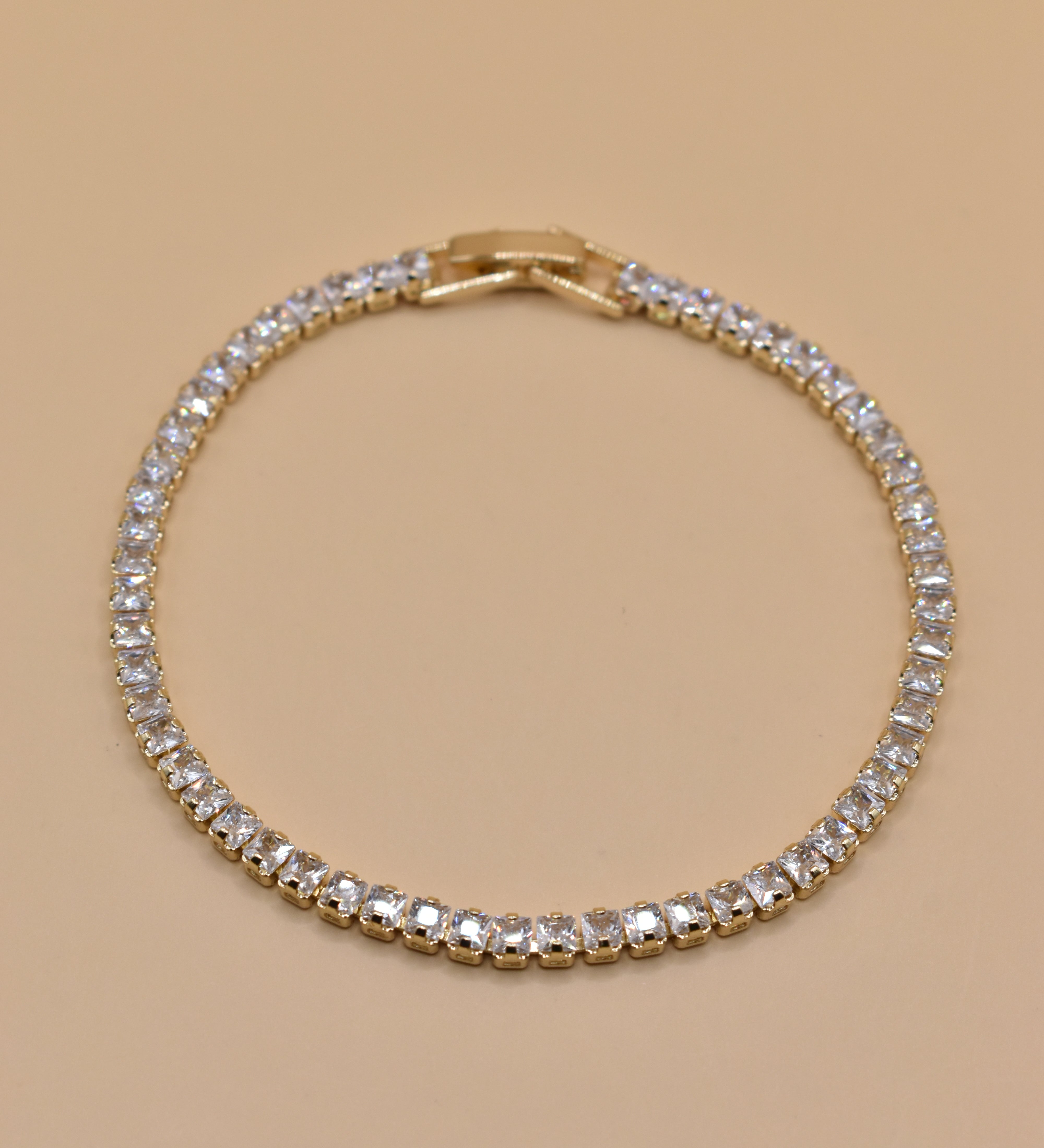 Gold Plated Emerald Cubic Zirconia CZ Bracelet