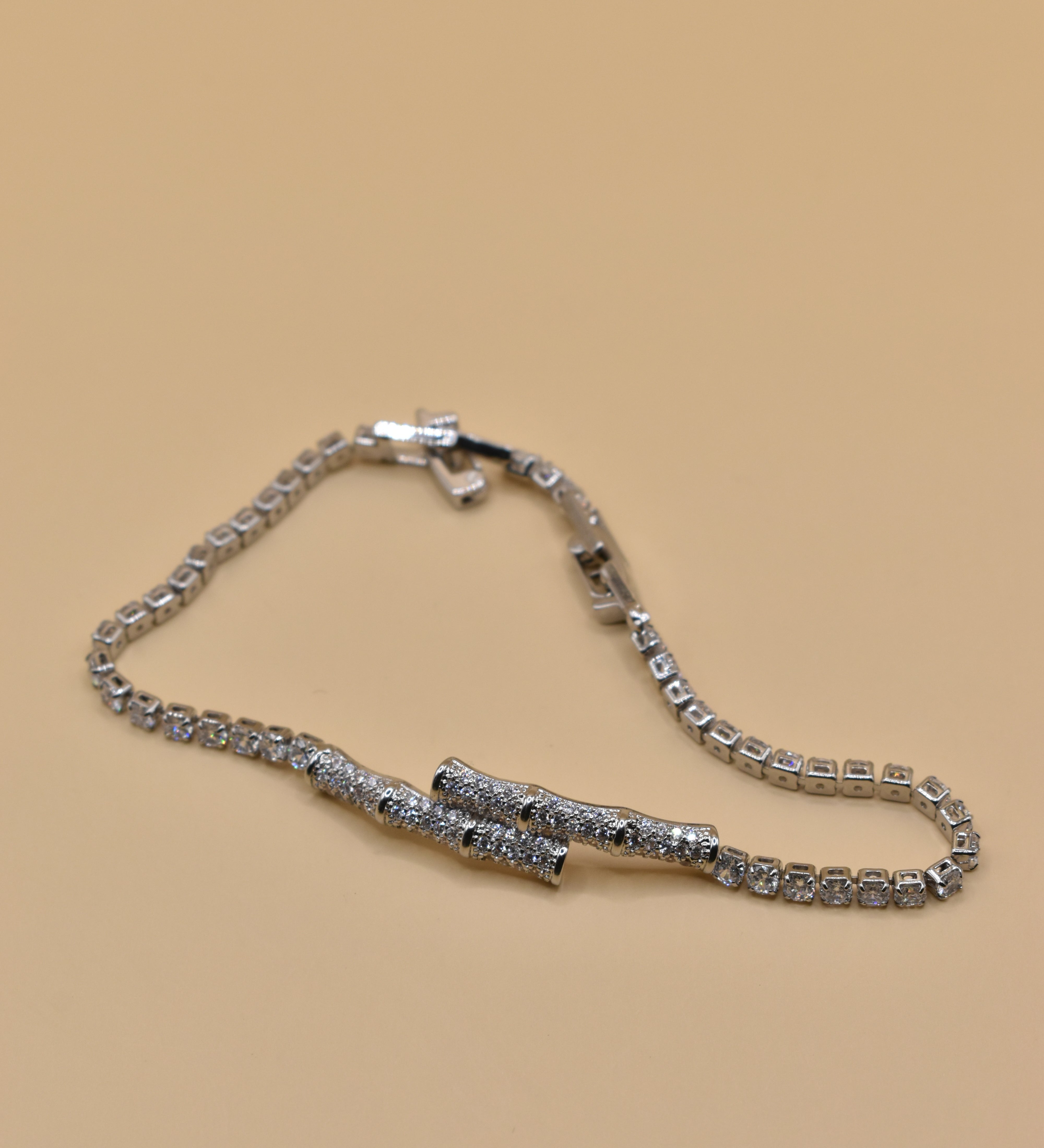 Sterling silver bamboo bracelet with bangle-style design