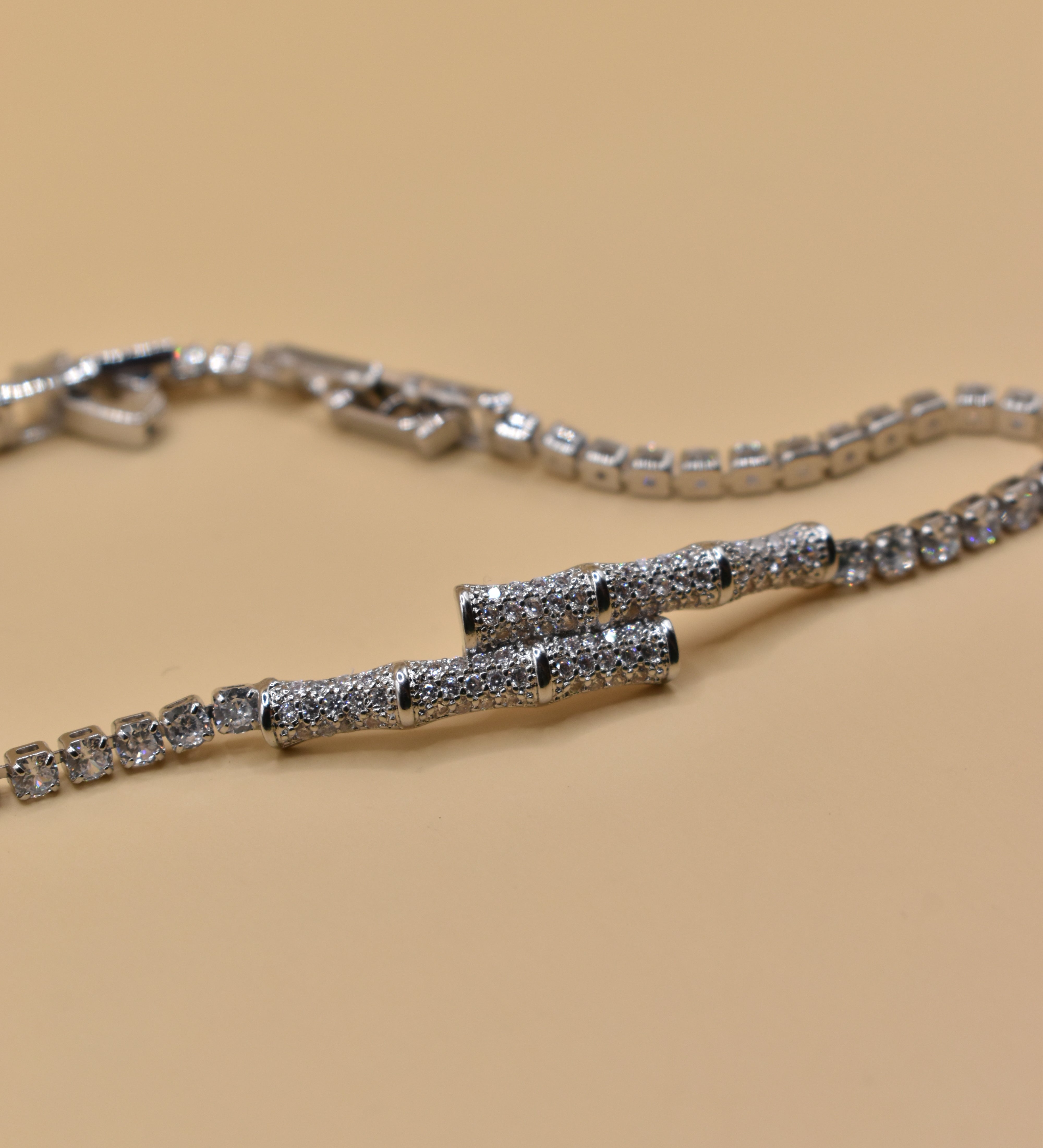 Sterling silver bamboo bracelet with bangle-style design