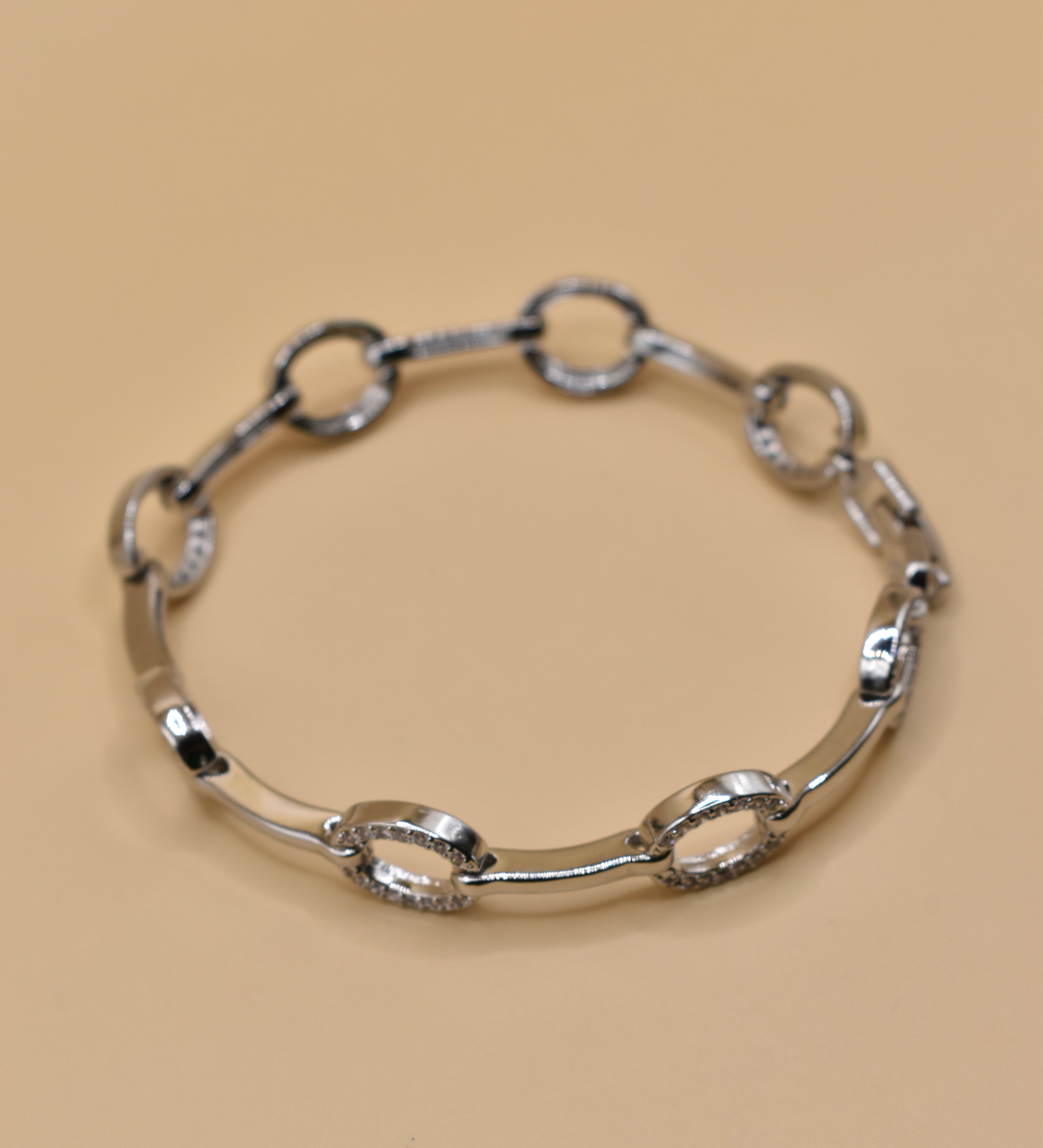 Dainty hoop cubic zirconia bracelet with gold finish