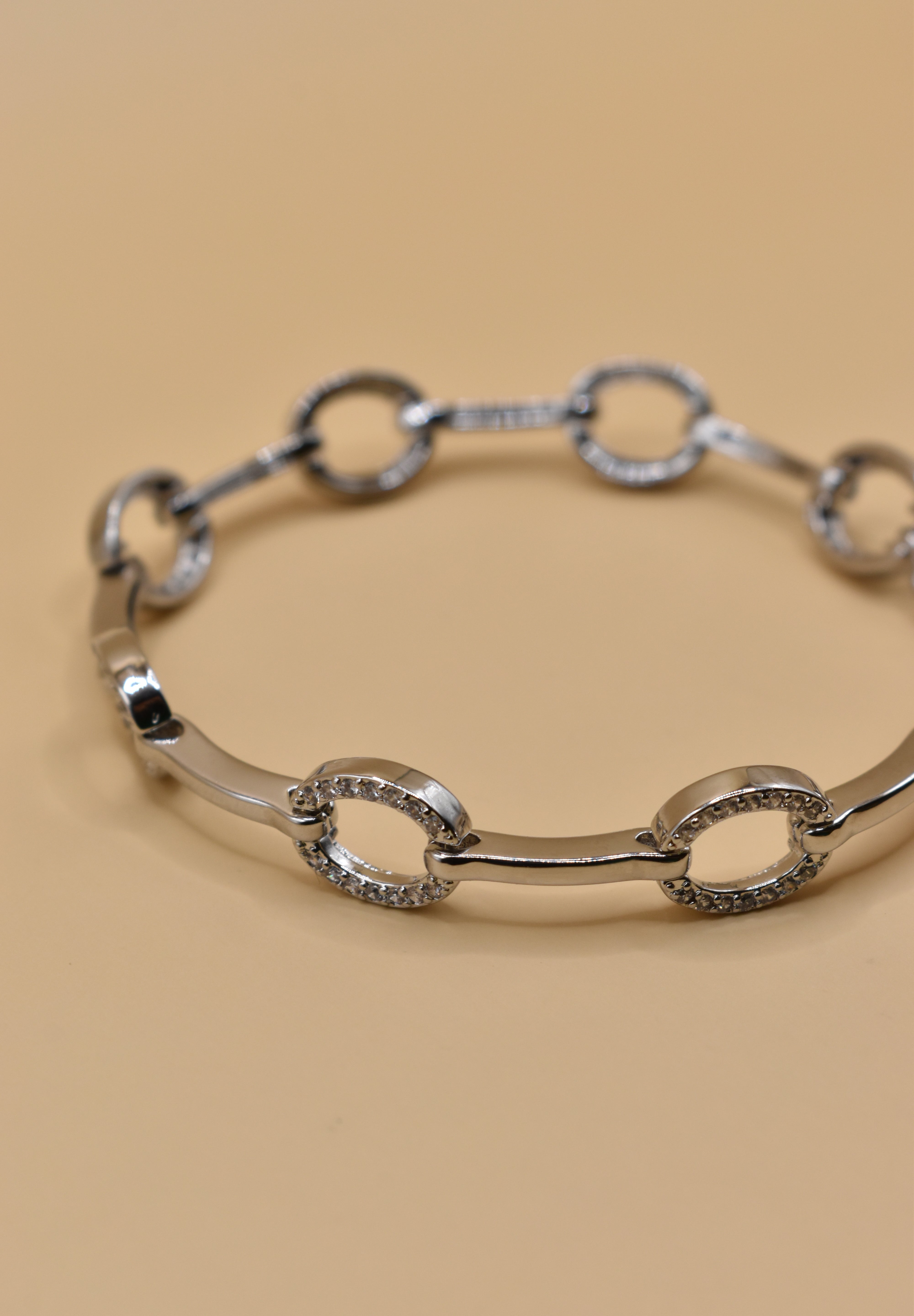 Dainty hoop cubic zirconia bracelet with gold finish