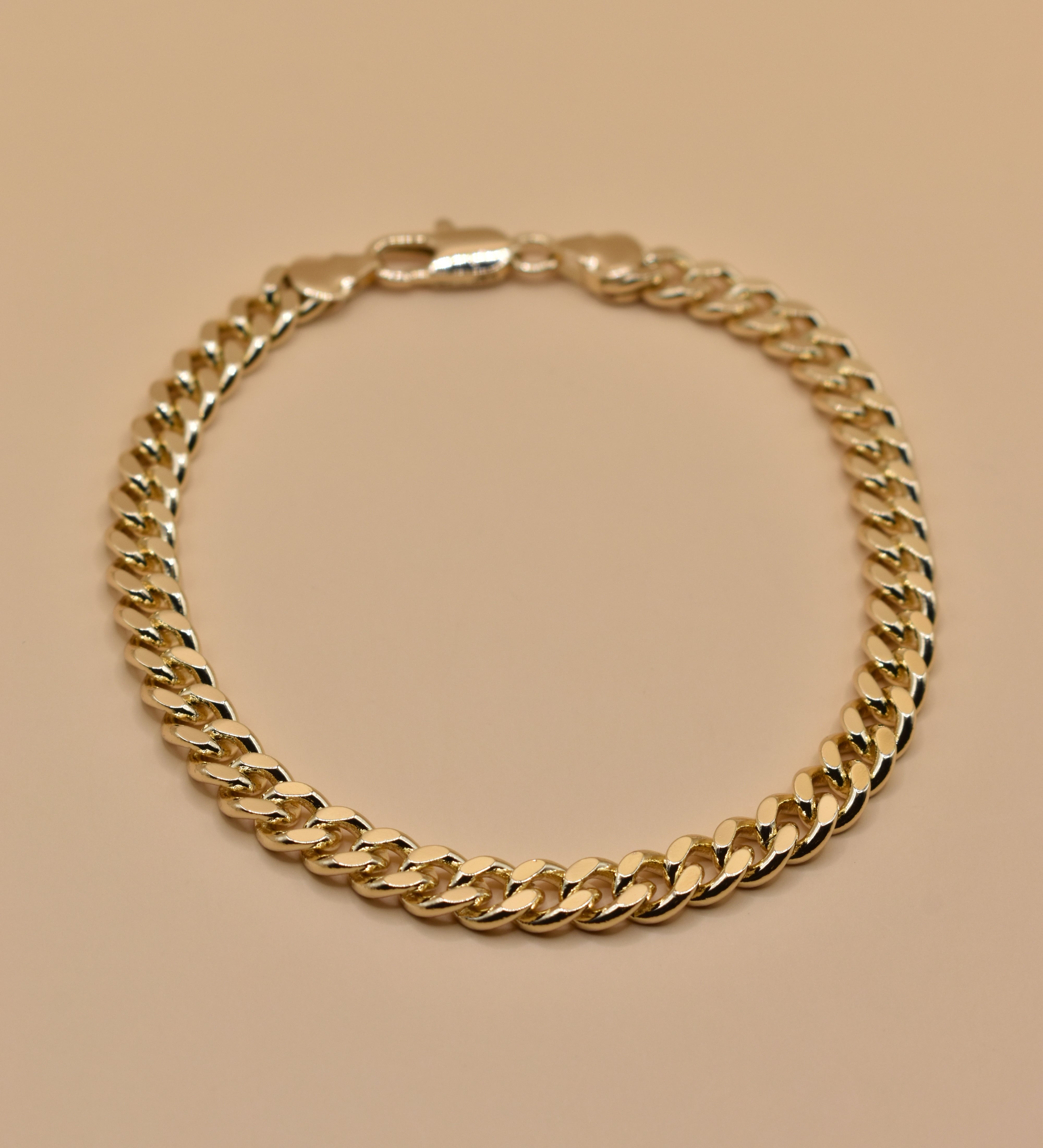 Gold plated 5mm Cuban bracelet with interlocking link chain