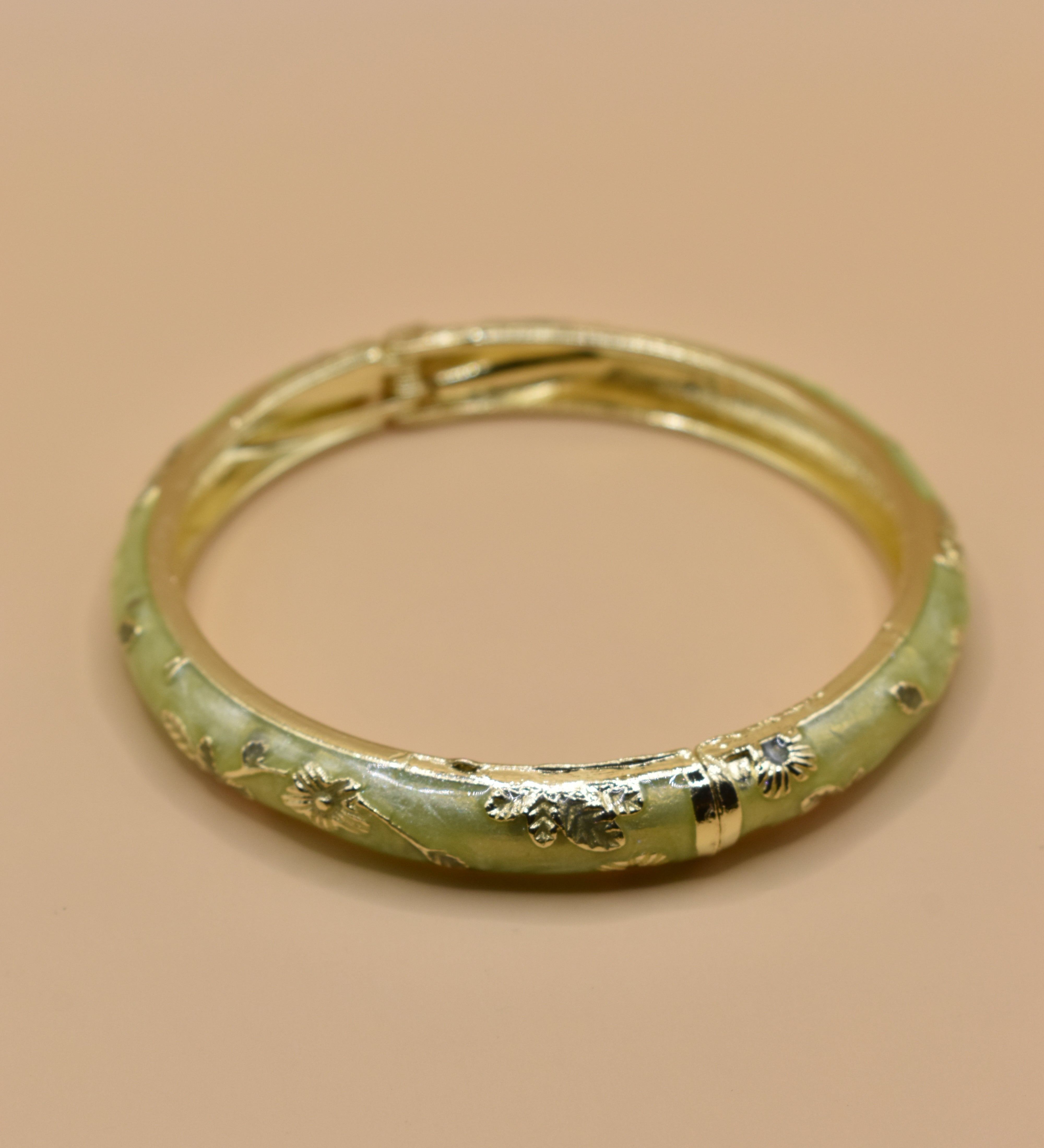 Vintage gold bangle bracelet with smooth round design