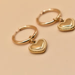 Heart Pendant Hoop Earrings in 18K Gold Stainless Steel