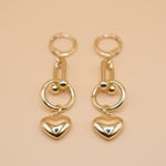 Dainty gold heart pendant link necklace on flat chain