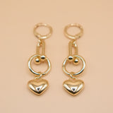 Dainty gold heart pendant link necklace on flat chain