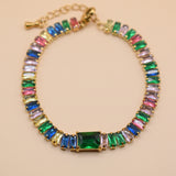 Multicolor tennis bracelet in stainless steel finish