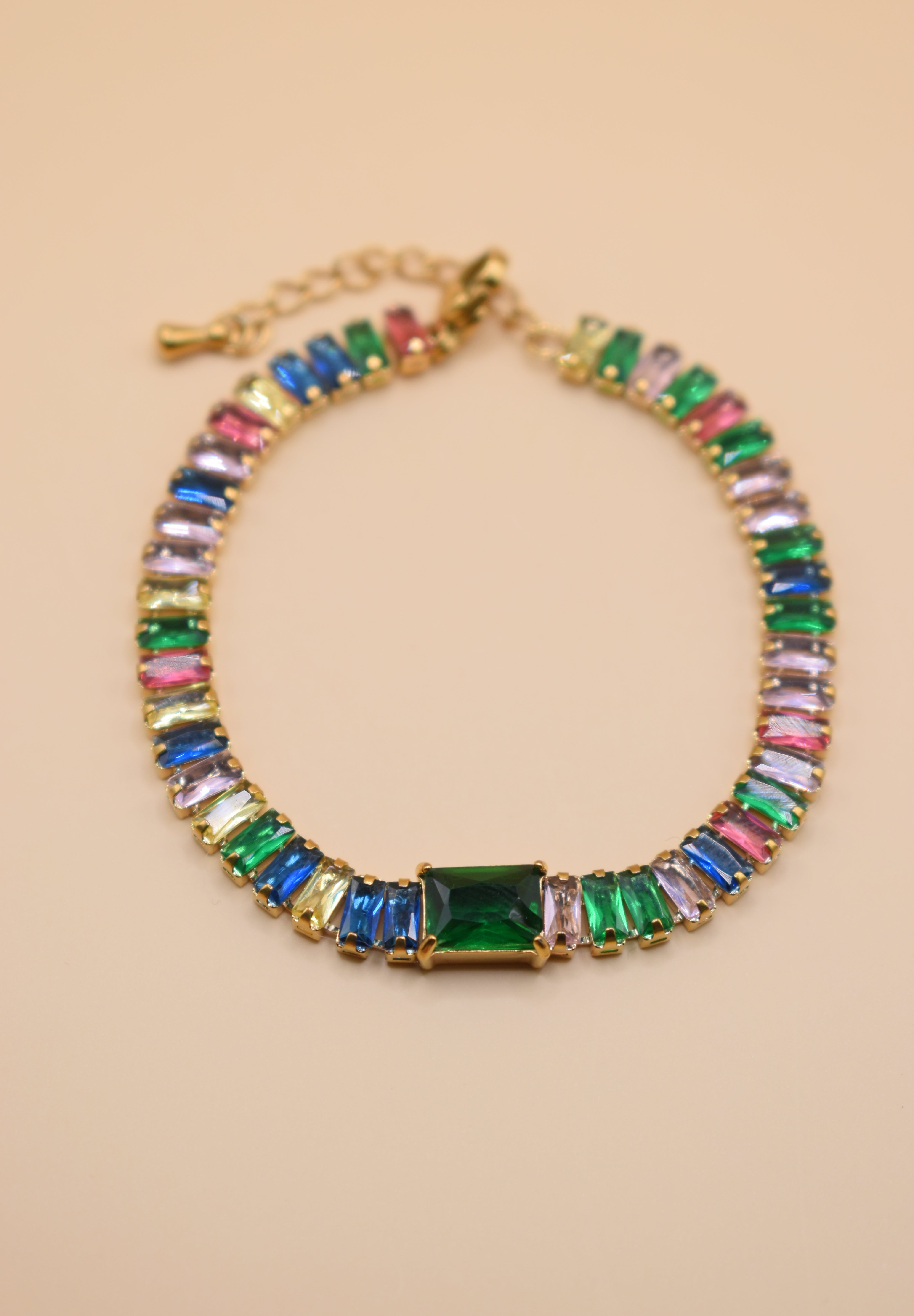 Multicolor tennis bracelet in stainless steel finish