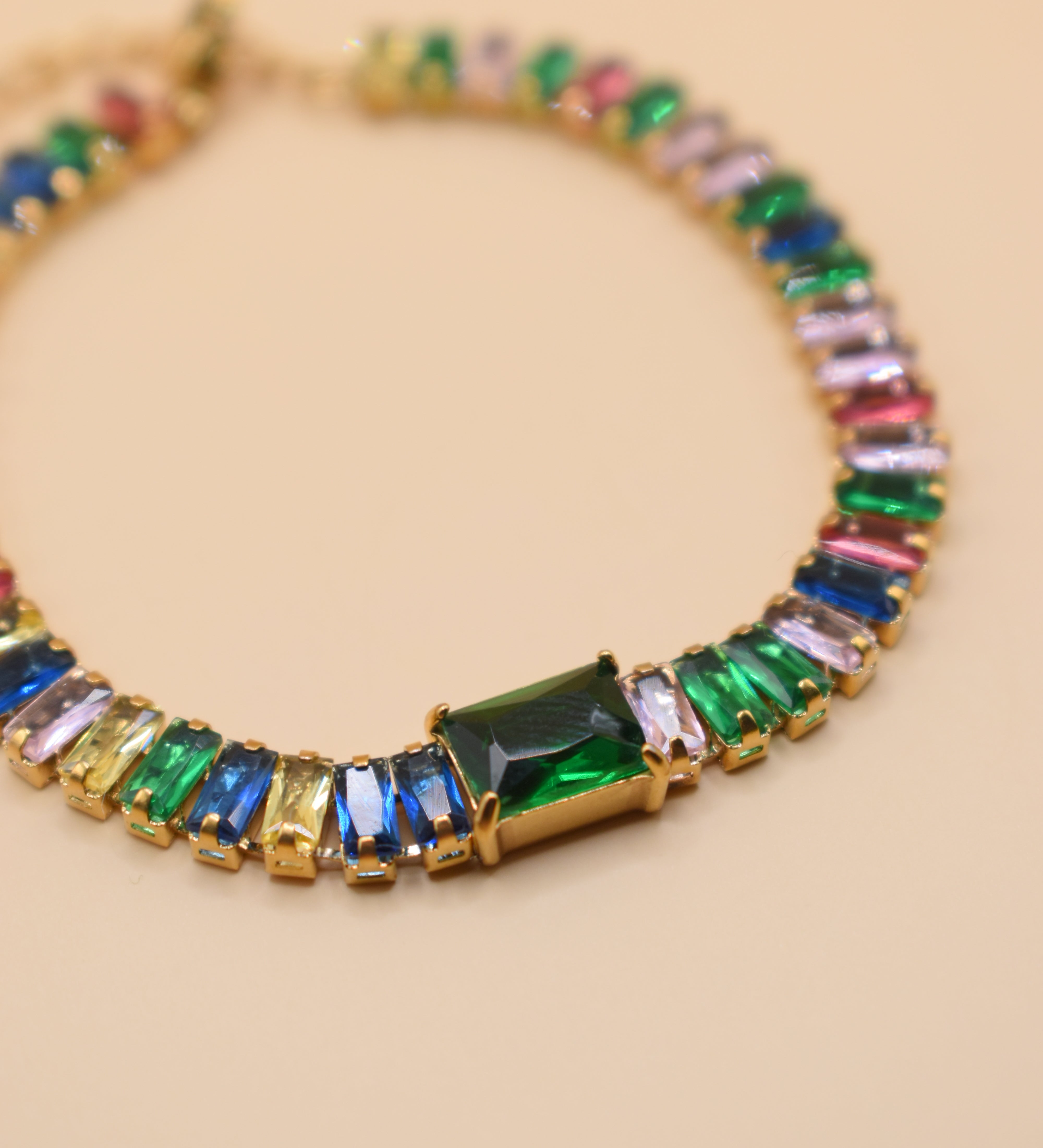 Multicolor tennis bracelet in stainless steel finish