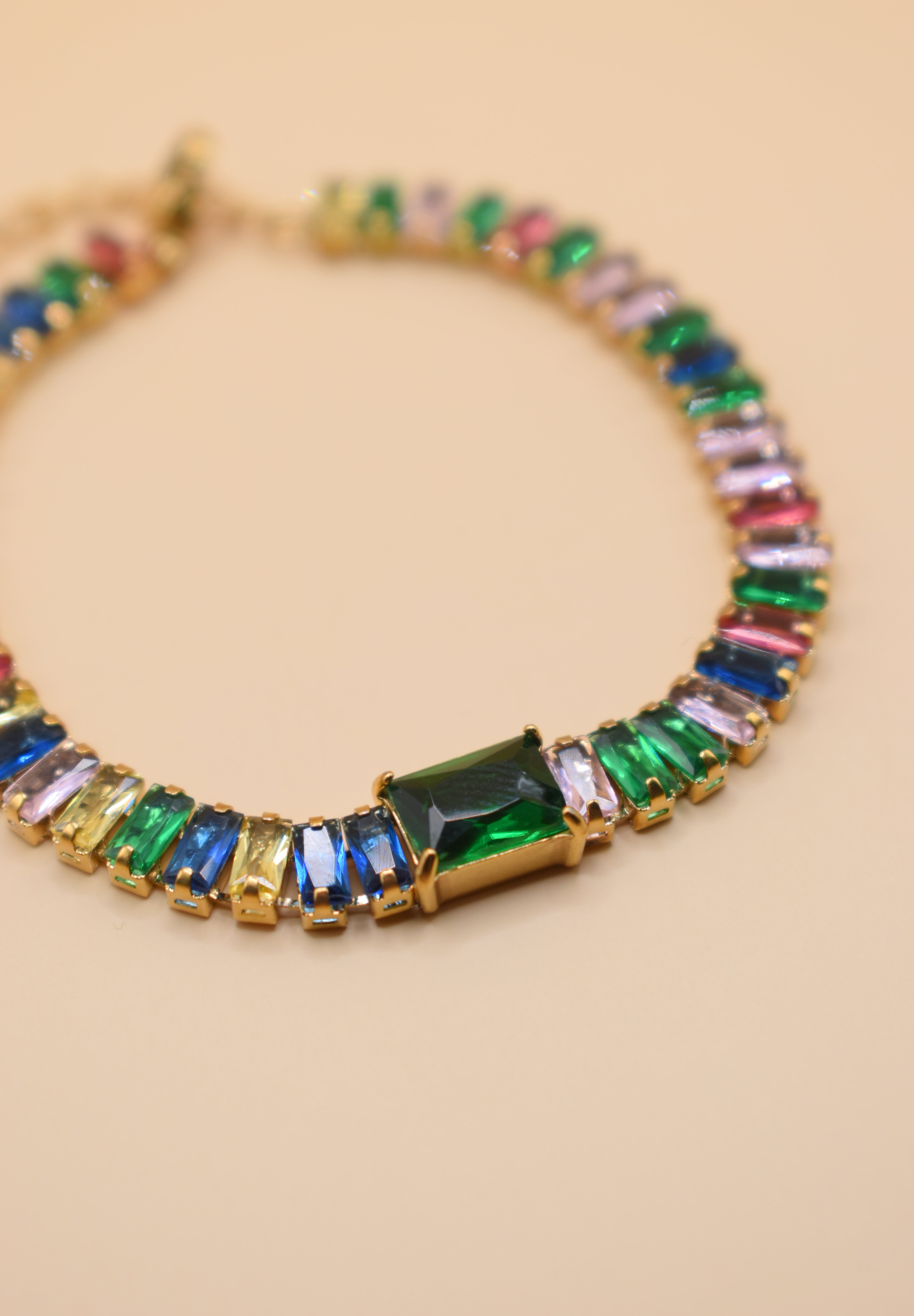 Multicolor tennis bracelet in stainless steel finish