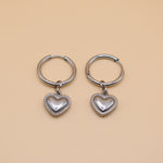 Heart Pendant Hoop Earrings in 18K Gold Stainless Steel