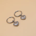 Heart Pendant Hoop Earrings in 18K Gold Stainless Steel